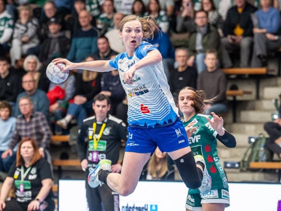 Alicia Soffel Sport Union Neckarsulm, 13 , Frisch Auf Goeppingen vs Sport Union Neckarsulm, Handball, 1 Bundesliga, Season 2025 2026, 14 02 2026 Frisch Auf Goeppingen vs Sport Union Neckarsulm, Handball, 1 Bundesliga, Season 2025 2026, 14 02 2026 Goeppingen Copyright: xMichaelxSchmidt Eibner-Pressefotx EP_MST