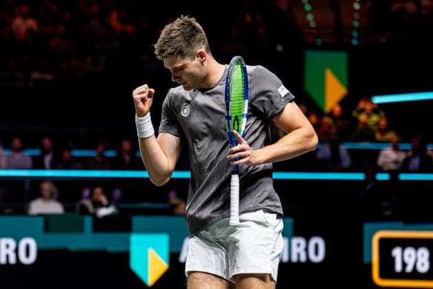 2026-02-14 ABN AMRO Open - Day Six ROTTERDAM, NETHERLANDS - FEBRUARY 14: Mark Wallner celebrates during Day Six of the ABN AMRO Open at Rotterdam Ahoy on February 14, 2026 in Rotterdam, Netherlands. (Photo by Gabriel Calvino Alonso BSR Agency) Rotterdam Netherlands Content not available for redistribution in The Netherlands directly or indirectly through any third parties. Copyright: xBSRxAgencyx