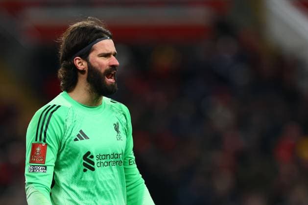 Alisson Becker of Liverpool Liverpool v Brighton and Hove Albion, Emirates FA Cup, Fourth Round, Football, Anfield, Liverpool, UK - 14 Feb 2026Liverpool Anfield United Kingdom EDITORIAL USE ONLY No use with unauthorised audio, video, data, fixture lists, club league logos or live services. Online in-match use limited to 120 images, no video emulation. No use in betting, games or single club league player publications.  Copyright: xPaulxCurrie Shutterstockx 16608525u