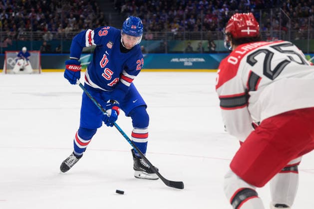 260214 Brock Nelson of USA in the men s Ice hockey, Eishockey game between USA and Denmark during day 8 of the 2026 Winter Olympics on February 14, 2026 in Milan. Photo: Emma Wallskog BILDBYRAN kod EW EW0635 ishockey ice hockey Olympic Games, Olympische Spiele, Olympia, OS olympics winter olympics os ol olympiska spel vinter-os olympiske leker milano cortina 2026 milan cortina 2026 milano cortina 2026 olympic games milano cortina 2026 winter olympic games milano cortina-os milano cortina-ol vinter-ol 8 bbeng usa denmark danmark  Copyright: EMMAxWALLSKOG BB260214EW081