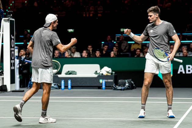 2026-02-14 ABN AMRO Open - Day Six ROTTERDAM, NETHERLANDS - FEBRUARY 14: Jakob Schnaitter, Mark Wallner celebrate during Day Six of the ABN AMRO Open at Rotterdam Ahoy on February 14, 2026 in Rotterdam, Netherlands. (Photo by Gabriel Calvino Alonso BSR Agency) Rotterdam Netherlands Content not available for redistribution in The Netherlands directly or indirectly through any third parties. Copyright: xBSRxAgencyx