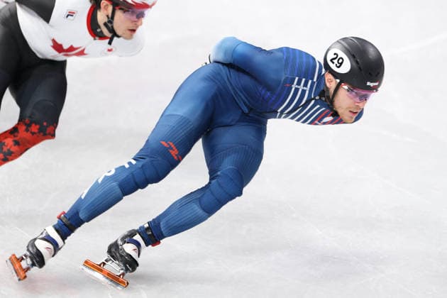 Winter Olympics - Quentin Fercoq At Short Track Speed skating, Eisschnelllauf Men’s 1500M Quentin Fercoq of Team France competes in the short track speed skating men s 1500m quarter-final during the Milano Cortina 2026 Winter Olympic Games, Olympische Spiele, Olympia, OS at Milano Ice Skating Arena in Milan, Italy on February 14, 2026. Photo by Alexis Jumeau ABACAPRESS.COM Milan Italy  Copyright: xJumeauxAlexis ABACAx