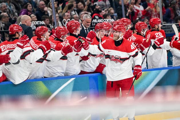 14 02 2026, Milano, Santa Giulia Ice hockey, Eishockey Arena, Winter Olympics: USA - Denmark (Ice Hockey), Nicholas B Jensen of Denmark celebrate his goal Milano Santa Giulia Ice Hockey Arena Lombardy Italy *** 14 02 2026, Milano, Santa Giulia Ice Hockey Arena, Winter Olympics USA Denmark Ice Hockey , Nicholas B Jensen of Denmark celebrate his goal Milano Santa Giulia Ice Hockey Arena Lombardy Italy Copyright: xJustPictures.ch AndreaxBrancax jp-en-AnBr-AB-AAB_106214022026