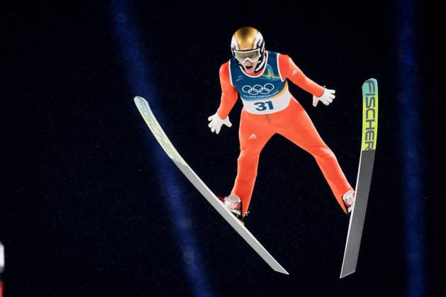 OLYMPICS - Winter Olympic Games, Olympische Spiele, Olympia, OS Milano Cortina 2026 PREDAZZO,ITALY,14.FEB.26 - OLYMPICS, Ski jumping, Skispringen, Ski, nordisch - Winter Olympic Games Milano Cortina 2026, large hill, men. Image shows Gregor Deschwanden (SUI).  GEPAxpictures xMatthiasxTrinkl