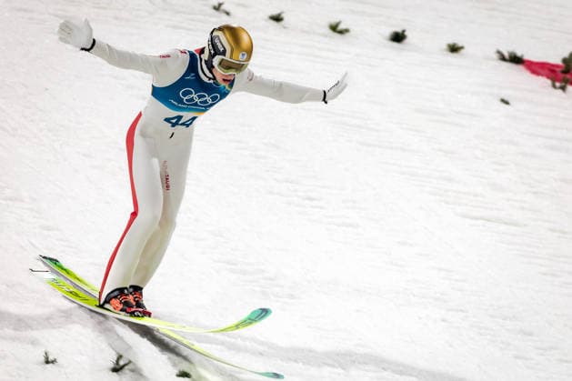 OLYMPICS - Winter Olympic Games, Olympische Spiele, Olympia, OS Milano Cortina 2026 PREDAZZO,ITALY,14.FEB.26 - OLYMPICS, Ski jumping, Skispringen, Ski, nordisch - Winter Olympic Games Milano Cortina 2026, large hill, men. Image shows Jan Hoerl (AUT).  GEPAxpictures xMatthiasxTrinkl