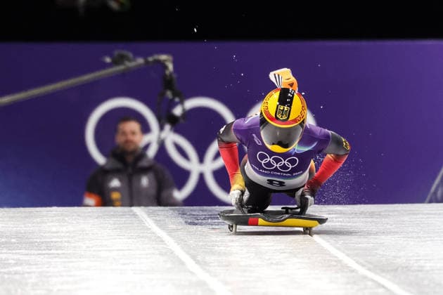 Susanne Kreher (GER) during the Olympic Winter games, Winterspiele,Spiele, Summer games Milano-Cortina 2026, Skeleton Women on February 14, 2026 at Cortina Sliding Center in Cortina d Ampezzo, Italy  Copyright: xLucianoxMariaxBisi IPAxSportx xipa-agency.netx xx IPA_71516936 IPA_Agency_IPA71516936