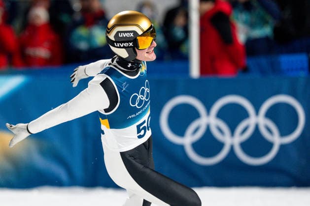 Ski jumping, Skispringen, Ski, nordisch - Milano Cortina 2026 Winter Olympics Day 8 Domen Prevc during Milano Cortina 2026 Winter Olympics Men™s Large Hill Individual competition at Predazzo Ski Jumping Stadium in Predazzo on February 14, 2026 Predazzo Italy  Copyright: xFotoxOlimpikx originalFilename:jastrzebowski-skijumpi260214_npWax.jpg