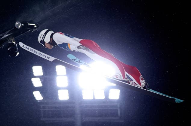 (260214) -- PREDAZZO, Feb. 14, 2026 -- Song Qiwu of China competes during the 1st round of Ski jumping, Skispringen, Ski, nordisch men s large hill individual event at the Milan-Cortina 2026 Olympic Winter games, Winterspiele,Spiele, Summer games in Predazzo, Italy, Feb. 14, 2026. ) (MICO2026)ITALY-PREDAZZO-OLYMPIC WINTER GAMES-SKI JUMPING-MEN S LARGE HILL INDIVIDUAL HuangxWei 