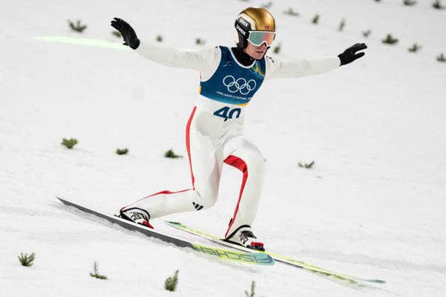Ski jumping, Skispringen, Ski, nordisch - Milano Cortina 2026 Winter Olympics Day 8 Kristoffer Eriksen Sundal during Milano Cortina 2026 Winter Olympics Men™s Large Hill Individual competition at Predazzo Ski Jumping Stadium in Predazzo on February 14, 2026 Predazzo Italy  Copyright: xFotoxOlimpikx originalFilename:jastrzebowski-skijumpi260214_npBlW.jpg