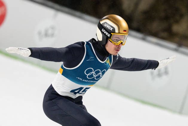 Ski jumping, Skispringen, Ski, nordisch - Milano Cortina 2026 Winter Olympics Day 8 Philipp Raimund during Milano Cortina 2026 Winter Olympics Men™s Large Hill Individual competition at Predazzo Ski Jumping Stadium in Predazzo on February 14, 2026 Predazzo Italy  Copyright: xFotoxOlimpikx originalFilename:jastrzebowski-skijumpi260214_npGEm.jpg