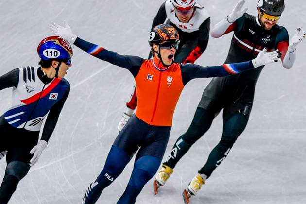 winner Jens van t Wout of the Netherlands celebrates after Men s 1500m Finals, Milano Cortina 2026 Winter Olympics: Day 8, Short Track Speed skating, Eisschnelllauf - Milano Cortina 2026 Winter Olympics: Day 8, Milano Speed Skating Stadium, February 14, 2026, Milan, Italy.