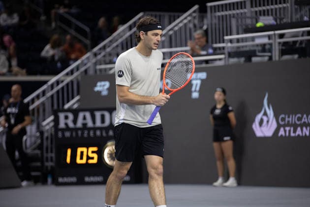 February 14, 2026, Frisco, Texas, USA: TAYLOR FRITZ (USA) reacts during a menÃ¢â‚¬â ¢s singles semifinal match at the 2026 Nexo Dallas Open at The Ford Center at The Star in Frisco, Texas. Taylor Fritz advances to the championship match after defeating Marin Cilic, 7:6, 7:6. Tennis 2026: Dallas Open: Taylor Fritz 7:6, 7:6 Marin Cilic  - ZUMAh193 20260214_zsp_h193_001 Copyright: xDanielxMcGregor-Huyerx