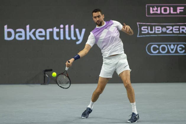 February 14, 2026, Frisco, Texas, USA: MARIN CILIC (CRO) uses a fore hand during a menÃ¢â‚¬â ¢s singles semifinal match at the 2026 Nexo Dallas Open at The Ford Center at The Star in Frisco, Texas. Taylor Fritz advances to the championship match after defeating Marin Cilic, 7:6, 7:6. Tennis 2026: Dallas Open: Taylor Fritz 7:6, 7:6 Marin Cilic  - ZUMAh193 20260214_zsp_h193_013 Copyright: xDanielxMcGregor-Huyerx