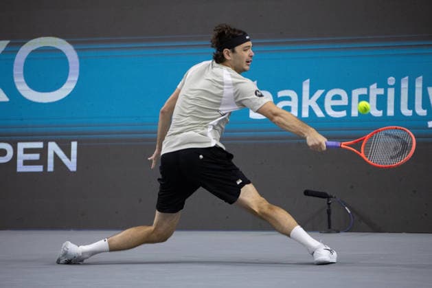 February 14, 2026, Frisco, Texas, USA: TAYLOR FRITZ (USA) uses a backhand during a menÃ¢â‚¬â ¢s singles semifinal match at the 2026 Nexo Dallas Open at The Ford Center at The Star in Frisco, Texas. Taylor Fritz advances to the championship match after defeating Marin Cilic, 7:6, 7:6. Tennis 2026: Dallas Open: Taylor Fritz 7:6, 7:6 Marin Cilic  - ZUMAh193 20260214_zsp_h193_015 Copyright: xDanielxMcGregor-Huyerx
