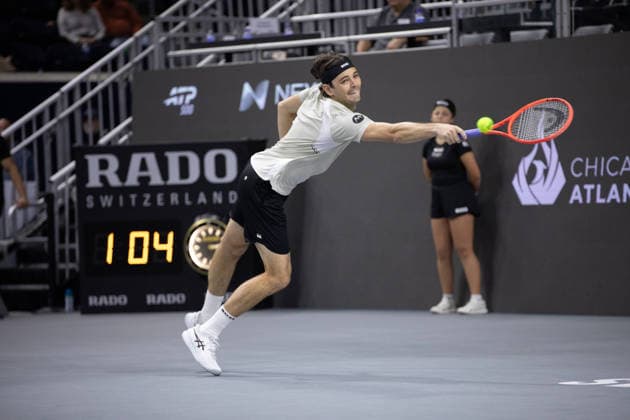 February 14, 2026, Frisco, Texas, USA: TAYLOR FRITZ (USA) uses a backhand during a menÃ¢â‚¬â ¢s singles semifinal match at the 2026 Nexo Dallas Open at The Ford Center at The Star in Frisco, Texas. Taylor Fritz advances to the championship match after defeating Marin Cilic, 7:6, 7:6. Frisco USA - ZUMAh193 20260214_zsp_h193_011 Copyright: xDanielxMcGregor-Huyerx