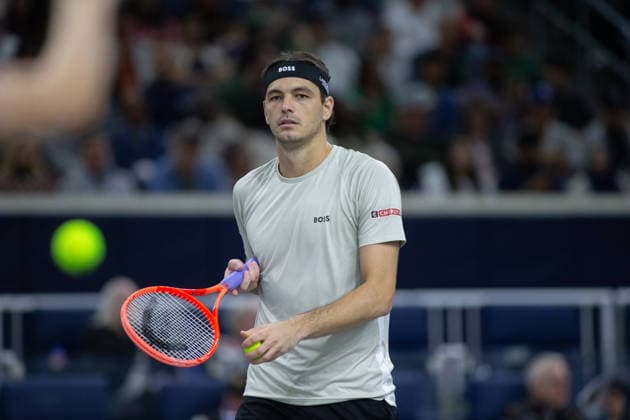 February 14, 2026, Frisco, Texas, USA: TAYLOR FRITZ (USA) looks on during a menÃ¢â‚¬â ¢s singles semifinal match at the 2026 Nexo Dallas Open at The Ford Center at The Star in Frisco, Texas. Taylor Fritz advances to the championship match after defeating Marin Cilic, 7:6, 7:6. Frisco USA - ZUMAh193 20260214_zsp_h193_020 Copyright: xDanielxMcGregor-Huyerx