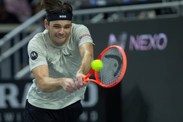 February 14, 2026, Frisco, Texas, USA: TAYLOR FRITZ (USA) uses a forehand during a menÃ¢â‚¬â ¢s singles semifinal match at the 2026 Nexo Dallas Open at The Ford Center at The Star in Frisco, Texas. Taylor Fritz advances to the championship match after defeating Marin Cilic, 7:6, 7:6. Frisco USA - ZUMAh193 20260214_zsp_h193_043 Copyright: xDanielxMcGregor-Huyerx