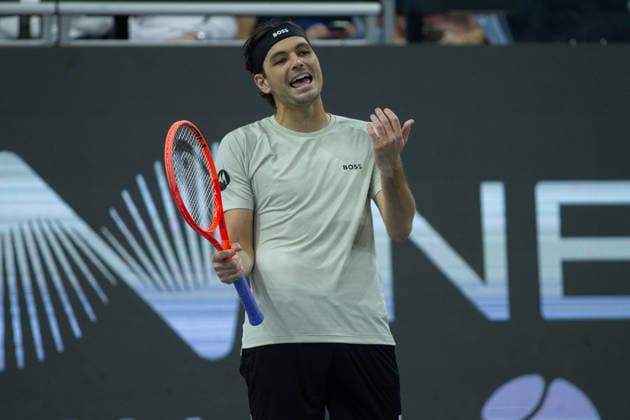 February 14, 2026, Frisco, Texas, USA: TAYLOR FRITZ (USA) reacts during a menÃ¢â‚¬â ¢s singles semifinal match at the 2026 Nexo Dallas Open at The Ford Center at The Star in Frisco, Texas. Taylor Fritz advances to the championship match after defeating Marin Cilic, 7:6, 7:6. Tennis 2026: Dallas Open: Taylor Fritz 7:6, 7:6 Marin Cilic  - ZUMAh193 20260214_zsp_h193_067 Copyright: xDanielxMcGregor-Huyerx