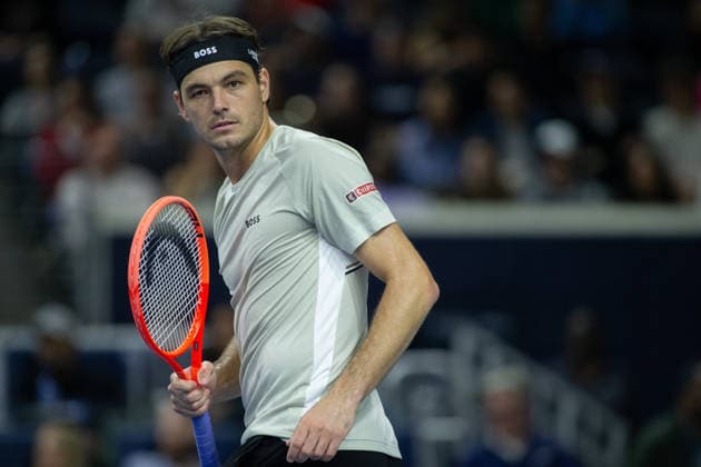 February 14, 2026, Frisco, Texas, USA: TAYLOR FRITZ (USA) reacts during a menÃ¢â‚¬â ¢s singles semifinal match at the 2026 Nexo Dallas Open at The Ford Center at The Star in Frisco, Texas. Taylor Fritz advances to the championship match after defeating Marin Cilic, 7:6, 7:6. Frisco USA - ZUMAh193 20260214_zsp_h193_049 Copyright: xDanielxMcGregor-Huyerx