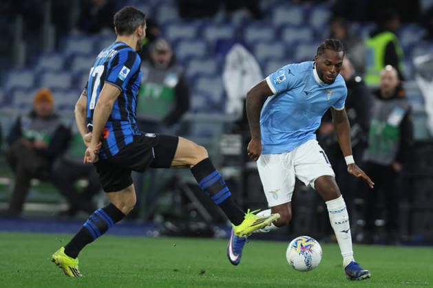 CALCIO - Serie A - SS Lazio vs Atalanta BC Rome, Italy - February 14, 2026: Davide Zappacosta of Atalanta , Nuno Tavares of Lazio seen in action during the Serie A Enilive 2025-2026 football match between S.S. Lazio vs Atalanta Bergamasca Calcio at Olympic Stadium. Rome Italy  Copyright: xIPAxSport ABACAx