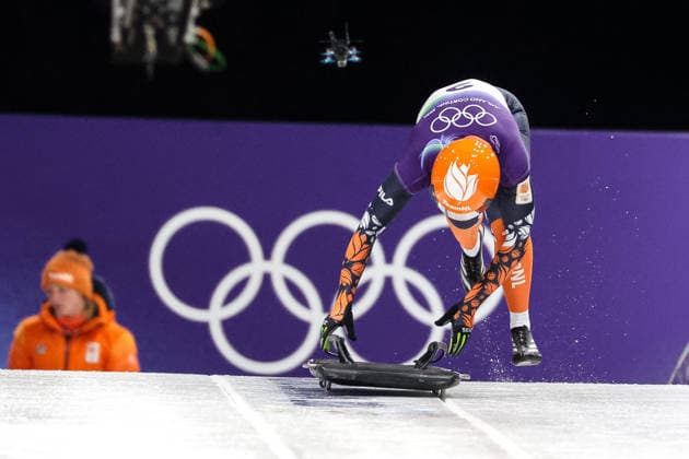 GIOCHI OLIMPICI - Olimpiadi Invernali Milano-Cortina 2026 - Skeleton Women Kimberley Bos (NED) during the Olympic Winter games, Winterspiele,Spiele, Summer games Milano-Cortina 2026, Skeleton Women on February 14, 2026 at Cortina Sliding Center in Cortina d Ampezzo, Italy Cortina D Ampezzo Italy  Copyright: xIPAxSport ABACAx