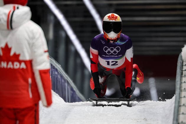 GIOCHI OLIMPICI - Olimpiadi Invernali Milano-Cortina 2026 - Skeleton Women Hallie Clarke (CAN) during the Olympic Winter games, Winterspiele,Spiele, Summer games Milano-Cortina 2026, Skeleton Women on February 14, 2026 at Cortina Sliding Center in Cortina d Ampezzo, Italy Cortina D Ampezzo Italy  Copyright: xIPAxSport ABACAx