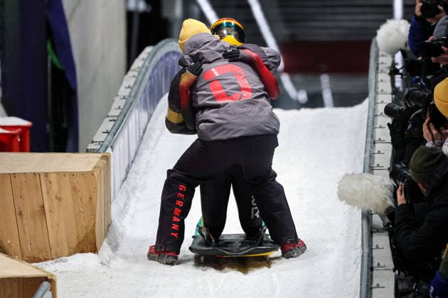 GIOCHI OLIMPICI - Olimpiadi Invernali Milano-Cortina 2026 - Skeleton Women Hannah Neise (GER) during the Olympic Winter games, Winterspiele,Spiele, Summer games Milano-Cortina 2026, Skeleton Women on February 14, 2026 at Cortina Sliding Center in Cortina d Ampezzo, Italy Cortina D Ampezzo Italy  Copyright: xIPAxSport ABACAx