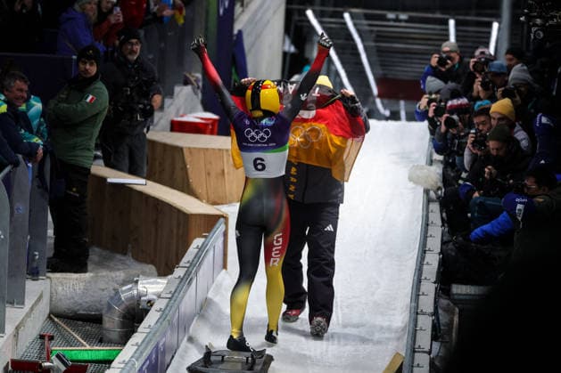 GIOCHI OLIMPICI - Olimpiadi Invernali Milano-Cortina 2026 - Skeleton Women Jacqueline Pfeifer (GER) 3rd place, Bronze Medal during the Olympic Winter games, Winterspiele,Spiele, Summer games Milano-Cortina 2026, Skeleton Women on February 14, 2026 at Cortina Sliding Center in Cortina d Ampezzo, Italy Cortina D Ampezzo Italy  Copyright: xIPAxSport ABACAx