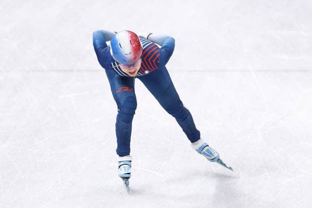 Winter Olympics - Team France At Short Track Speed skating, Eisschnelllauf Women 3000M Relay Cloe Ollivier of France compete during the Short Track Speed Skating Women s 3000M Relay on day eight of the Milano Cortina 2026 Winter Olympics at Milano Speed Skating Stadium on February 14, 2026 in Milan, Italy. Photo by Alexis Jumeau ABACAPRESS.COM Milan Italy  Copyright: xJumeauxAlexis ABACAx