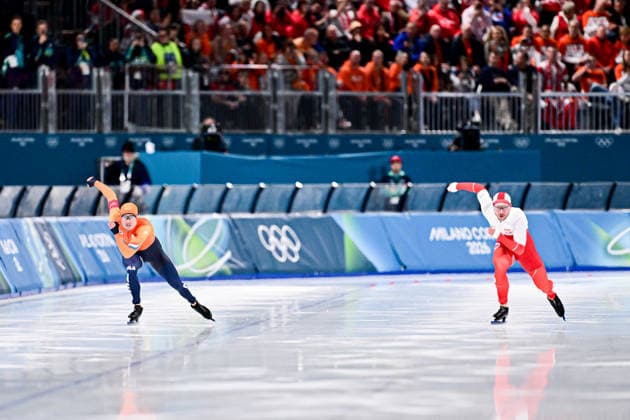 Piotr MICHALSKI (POL) vs Joep WENNEMARS (NED), during Speed skating, Eisschnelllauf Men s 500m, Speed Skating, at the Olympic Winter games, Winterspiele,Spiele, Summer games Milano Cortina 2026, at Milano Speed Skating Stadium, on February 14, 2026 in Milan, Italy. Noxthirdxpartyxsales  aflo_319872725