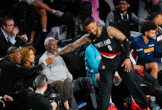 2026 NBA, Basketball Herren, USA All-Star - State Farm 3-Point Contest LOS ANGELES, CA - FEBRUARY 14: Damian Lillard (0) of the Portland Trail Blazers shoots a three point basket during the State Farm 3-Point Contest as part of the 2026 NBA All-Star Weekend on February 14, 2026 at Intuit Dome in Inglewood, California. Tayfun Coskun Anadolu California United States. Editorial use only. Please get in touch for any other usage.  Copyright: x2026xAnadoluxTayfunxCoskunx