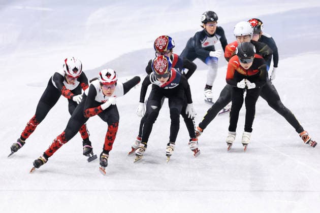 Winter Olympics - Short Track Speed skating, Eisschnelllauf Women 3000M Relay Athletes compete during the Short Track Speed Skating Women s 3000M Relay on day eight of the Milano Cortina 2026 Winter Olympics at Milano Speed Skating Stadium on February 14, 2026 in Milan, Italy. Photo by Alexis Jumeau ABACAPRESS.COM Milan Italy  Copyright: xJumeauxAlexis ABACAx