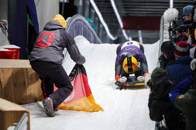 GIOCHI OLIMPICI - Olimpiadi Invernali Milano-Cortina 2026 - Skeleton Women Susanne Kreher (GER) 2nd place, Silver Medal during the Olympic Winter games, Winterspiele,Spiele, Summer games Milano-Cortina 2026, Skeleton Women on February 14, 2026 at Cortina Sliding Center in Cortina d Ampezzo, Italy Cortina D Ampezzo Italy  Copyright: xIPAxSport ABACAx