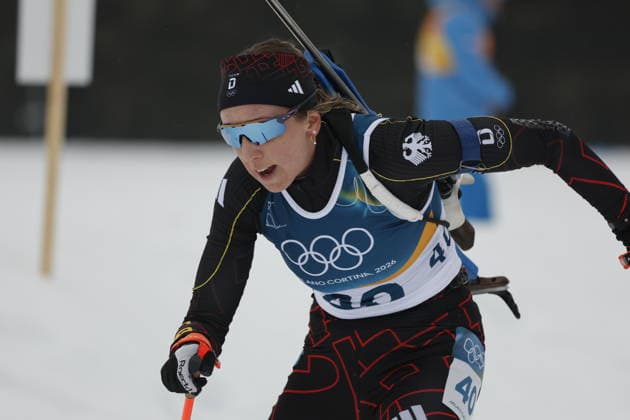 Franziska Preuß (GER) competes in the Womens 7.5 km Sprint biathlon event at the Olympic Winter games, Winterspiele,Spiele, Summer games Milano Cortina 2026 at the Südtirol Arena, Antholz-Anterselva, Italy, on February 14, 2026. Franziska Preuß (GER) beim 7,5-km-Sprint der Frauen im Biathlon bei den Olympischen Winterspielen Milano Cortina 2026 in der Südtirol Arena, Antholz-Anterselva, Italien, am 14. Februar 2026. *** Franziska Preuß GER competes in the Womens 7 5 km Sprint biathlon event at the Olympic Winter Games Milano Cortina 2026 at the Südtirol Arena, Antholz Anterselva, Italy, on February 14, 2026 Franziska Preuß GER competes in the Womens 7.5 km Sprint biathlon event at the Olympic Winter Games Milano Cortina 2026 at the Südtirol Arena, Antholz Anterselva, Italy, on February 14, 2026 Copyright: HMBxMedia MarcxNiemeyer