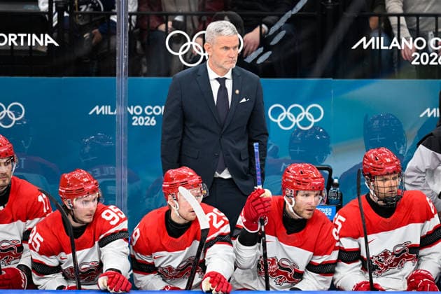Winter Olympics - Denmark v United States At Hockey Men s Head coach Mikael Gath of Team Denmark during the men s preliminary round Group C Ice hockey, Eishockey match between USA and Denmark at the Milano Santagiulia Ice Hockey Arena during the Milano Cortina 2026 Winter Olympic Games, Olympische Spiele, Olympia, OS in Milan, Italy on February 14, 2026. Photo by JMP ABACAPRESS.COM Milan Italy  Copyright: xJMP ABACAx