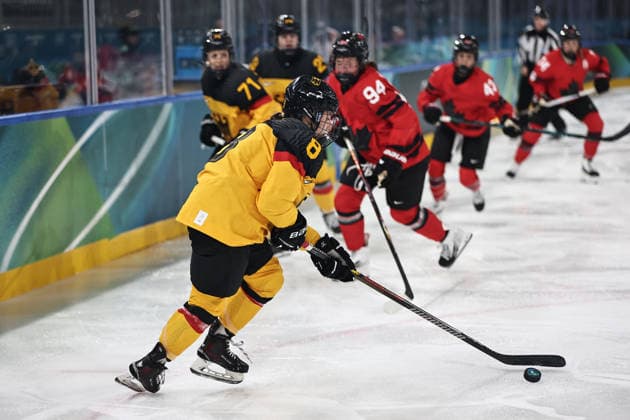 Ronja Hark, GER, during preliminaries (CAN - GER) at 2026 Ice hockey, Eishockey Olympic Games, Olympische Spiele, Olympia, OS in Milan; 14 02 2026 - *** Ronja Hark, GER, during preliminaries CAN GER at 2026 ice hockey olympic games in Milan 14 02 2026 