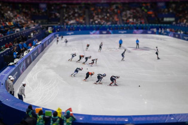 February 14, 2026, Milano, Lombardy, Italy: Team Japan, Jingru Yang (32) of the People s Republic of China, Team Republic of Korea and Kim Boutin (13) of Canada skate in Short Track Speed skating, Eisschnelllauf Women 3000m relay semifinals during the 2026 Winter Olympics at the Milano Ice Skating Arena on Saturday in Milano. Olympics 2026: Milano Cortina: Short Track Speed Skating Women s  - ZUMAj89_ 20260214_oly_j89_029 Copyright: xPaulxKitagakixJr.x
