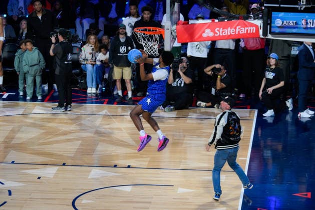 NBA, Basketball Herren, USA All Star 2026: Slum Dunk Contest LOS ANGELES, CA - FEB 14: Jase Richardson of Orlando Magic competes for the Slum Dunk Contest during NBA All Star 2026 Saturday at Intuit Dome, Inglewood, Los Angeles, California, United States on February 14, 2026. Tayfun Coskun Anadolu California United States. Editorial use only. Please get in touch for any other usage.  Copyright: x2026xAnadoluxTayfunxCoskunx