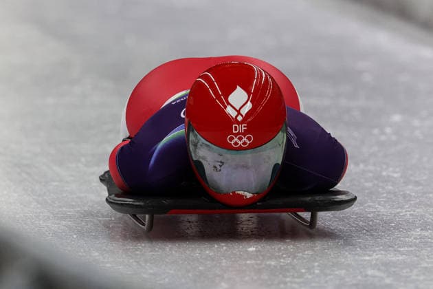 GIOCHI OLIMPICI - Olimpiadi Invernali Milano-Cortina 2026 - Skeleton Women Nanna Johansen (DEN) during the Olympic Winter games, Winterspiele,Spiele, Summer games Milano-Cortina 2026, Skeleton Women on February 14, 2026 at Cortina Sliding Center in Cortina d Ampezzo, Italy Cortina D Ampezzo Italy  Copyright: xIPAxSport ABACAx