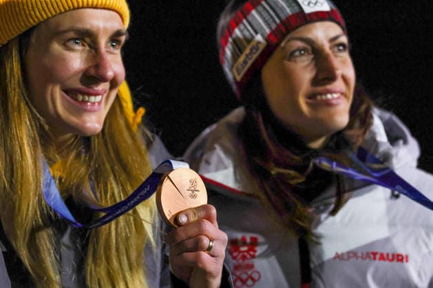 GIOCHI OLIMPICI - Olimpiadi Invernali Milano-Cortina 2026 - Skeleton Women Milano Cortina 2026 - XXV Olympic Winter games, Winterspiele,Spiele, Summer games Cortina D Ampezzo - Italy Saturday , February 14 , 2023 Skeleton - Women s KREHER Susanne (GER) FLOCK Janine (AUT) Cortina D Ampezzo Italy  Copyright: xIPAxSport ABACAx