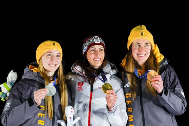 GIOCHI OLIMPICI - Olimpiadi Invernali Milano-Cortina 2026 - Skeleton Women Milano Cortina 2026 - XXV Olympic Winter games, Winterspiele,Spiele, Summer games Cortina D Ampezzo - Italy Saturday , February 14 , 2023 Skeleton - Women s PFEIFER Jacqueline )GER) KREHER Susanne (GER) FLOCK Janine (AUT) Cortina D Ampezzo Italy  Copyright: xIPAxSport ABACAx