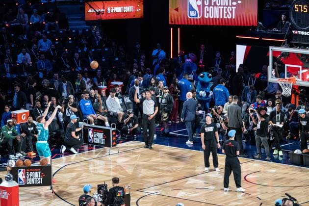 NBA, Basketball Herren, USA All Star 2026: Slum Dunk Contest LOS ANGELES, CA - FEB 14: Kon Knueppel during the 3-point contest at the NBA All-Star weekend at Intuit Dome in Los Angeles, United States on February 14, 2026. Jon Putman Anadolu California United States. Editorial use only. Please get in touch for any other usage.  Copyright: x2026xAnadoluxJonxPutmanx