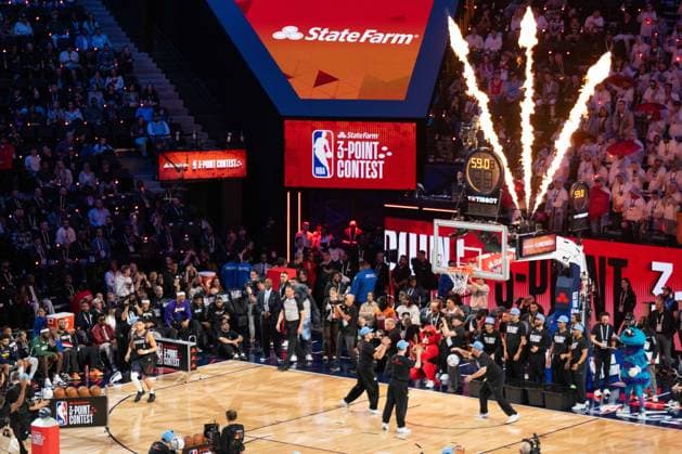 NBA, Basketball Herren, USA All Star 2026: Slum Dunk Contest LOS ANGELES, CA - FEB 14: Devin Booker from the Phoenix Suns during the 3-point contest at the NBA All-Star weekend at Intuit Dome in Los Angeles, United States on February 14, 2026. Jon Putman Anadolu California United States. Editorial use only. Please get in touch for any other usage.  Copyright: x2026xAnadoluxJonxPutmanx