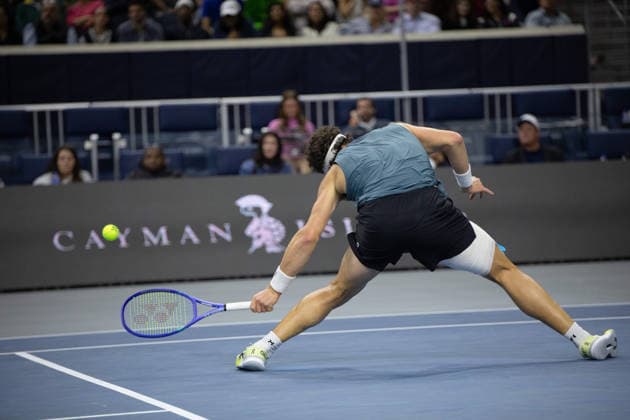 February 14, 2026, Frisco, Texas, USA: BEN SHELTON (USA) uses a backhand during a menÃ¢â‚¬â ¢s singles semifinal match at the 2026 Nexo Dallas Open at The Ford Center at The Star in Frisco, Texas. Ben Shelton advances to the championship match after defeating Denis Shapovalov, 4:6, 6:4, 7:6. Frisco USA - ZUMAh193 20260214_zsp_h193_095 Copyright: xDanielxMcGregor-Huyerx