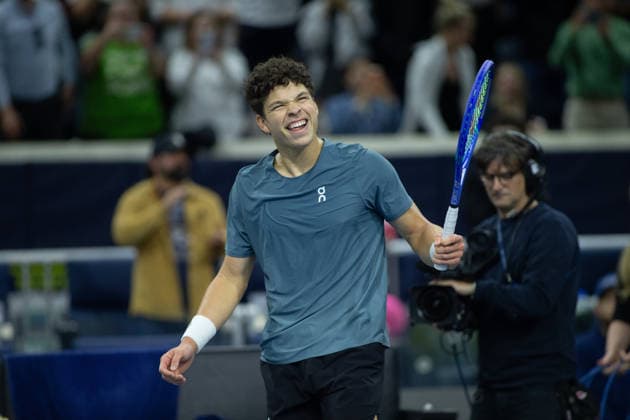 February 14, 2026, Frisco, Texas, USA: BEN SHELTON (USA) reacts after a menÃ¢â‚¬â ¢s singles semifinal match at the 2026 Nexo Dallas Open at The Ford Center at The Star in Frisco, Texas. Ben Shelton advances to the championship match after defeating Denis Shapovalov, 4:6, 6:4, 7:6. Frisco USA - ZUMAh193 20260214_zsp_h193_111 Copyright: xDanielxMcGregor-Huyerx