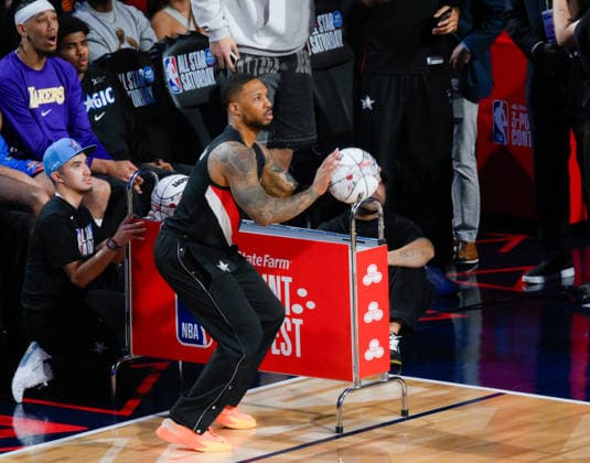 Damien Lillard won 3 points contest at 2026 NBA, Basketball Herren, USA All Star LOS ANGELES, CA - FEBRUARY 14: Damien Lillard won 3 points contest during 2026 NBA All Star Saturday at Intuit Dome in Inglewood, Los Angeles, California, United States on February 14, 2026. Tayfun Coskun Anadolu California United States. Editorial use only. Please get in touch for any other usage.  Copyright: x2026xAnadoluxTayfunxCoskunx