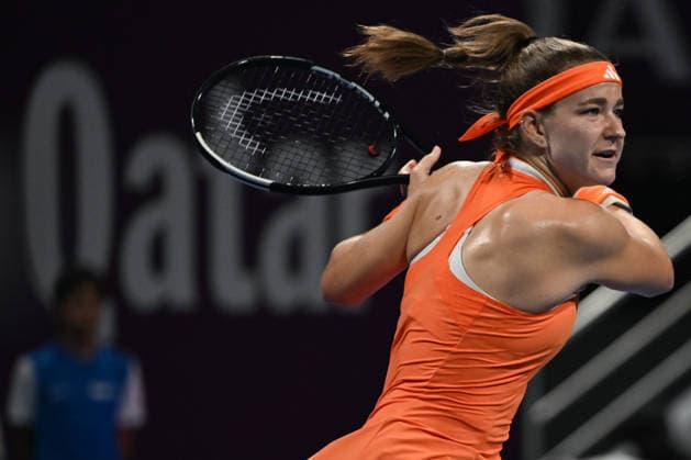 Qatar TotalEnergies Open 2026 - Singles Final DOHA, QATAR FEBRUARY 14: Karolina Muchova of the Czech Republic competes against Victoria Mboko of Canada in the singles final on Day Seven of the Qatar TotalEnergies Open, part of the Hologic WTA, Tennis Damen Tour, at the Khalifa International Tennis and Squash Complex on February 14, 2026 in Doha, Qatar. Doha Qatar  Copyright: xArturxWidakx originalFilename:widak-qatartot260214_npWRR.jpg