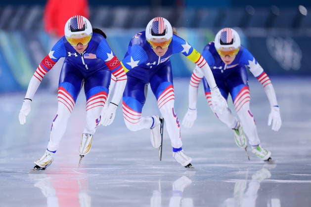 United States of America team group, Mannschaftsbild, Totale (USA), FEBRUARY 14, 2026 - Speed skating, Eisschnelllauf : Women s Team Pursuit Quarter-final during the Milano Cortina 2026 Olympic Winter games, Winterspiele,Spiele, Summer games at Milano Speed Skating Stadium in Milan, Italy. Noxthirdxpartyxsales  aflo_319896715