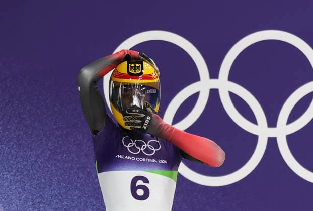 (260215) -- CORTINA D AMPEZZO, Feb. 15, 2026 -- Jacqueline Pfeifer of Germany is seen during the skeleton women s heat at the Milan-Cortina 2026 Olympic Winter games, Winterspiele,Spiele, Summer games in Cortina, Italy, Feb. 14, 2026. ) (MICO2026)ITALY-CORTINA D AMPEZZO-OLYMPIC WINTER GAMES-SKELETON-WOMEN DingxXu 