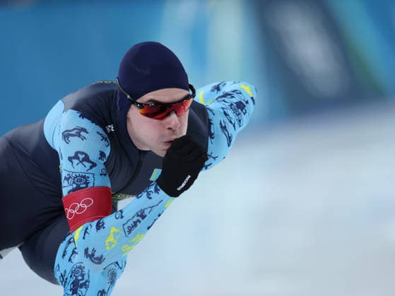 (260215) -- MILAN, Feb. 15, 2026 -- Yevgeniy Koshkin of Kazakhstan competes during the Speed skating, Eisschnelllauf men s 500m final at the Milan-Cortina 2026 Olympic Winter games, Winterspiele,Spiele, Summer games in Milan, Italy, Feb. 14, 2026. ) (MICO2026)ITALY-MILAN-OLYMPIC WINTER GAMES-SPEED SKATING-MEN S 500M LixJing 